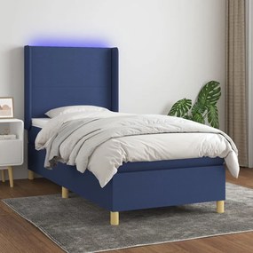 Letto A Molle Con Materasso E Led Blu 100x200cm İn Tessuto /