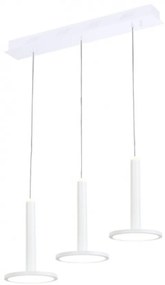 Lampadario Sospensione Mod Tua Metallo Lgp Bianco 3 Led 27W Doppia Emissione