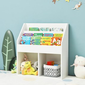 Costway Scaffale aperti in legno per bambini, Mobile contenitore per giocattoli per scuola casa asilo Bianco