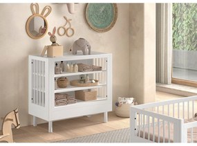 Cassettiera per bambini bianca in faggio massiccio con fasciatoio 100x95x55 cm Forrest – Vipack