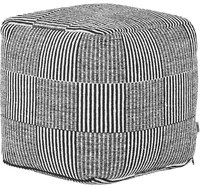 Pouf in cotone bianco nero 40 x 40 cm pouf motivo a righe imbottitura in EPS chiusura con cerniera moderna