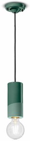Sospensione Media Vintage Decò Pi Ceramica Verde Bottiglia 1 Luce E27
