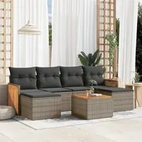 Set Divani da Giardino 7 pz con Cuscini Grigio in Polyrattan 3260310