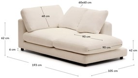 Kave Home - Chaise longue Gala destra beige 193 x 105 cm