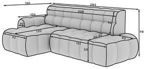 Divano angolare grigio allungabile (con penisola a sinistra/con chaise lounge) Ceedro – ELTAP