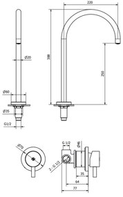 Miscelatore lavabo con controllo remoto a parete e scarico click clack cromo 73386 Jabil