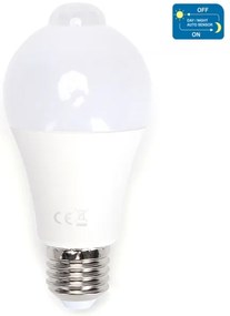 Lampadina LED A60 E27 12W 230V 6500K con sensore movimento e crepuscolare - Aigo