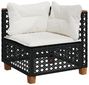 Set divano da giardino 6 pz con cuscini nero in polyrattan