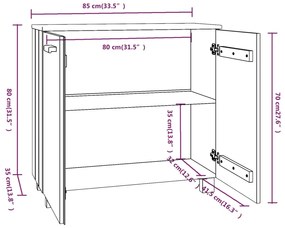 Credenza HAMAR Miele 85x35x80 cm in Legno Massello di Pino