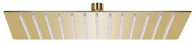 Testa Doccia A Pioggia İn Acciaio Inox 30x30 Cm Quadrata Oro /