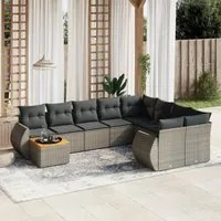 Set Divano da Giardino 10 pz con Cuscini Grigio in Polyrattan 3257502