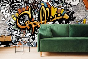 Carta da parati – Graffiti su muro di mattoni
