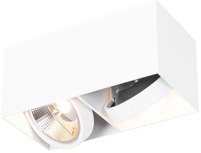 Faretto design bianco rettangolare AR111 2 luci - BOX