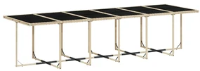 Set pranzo da giardino 17 pz con cuscini beige misto polyrattan