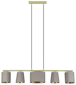 Lampadario A Sospensione Moderno Almeida 2 Acciaio Ottone Cappuccino 5 Luci E14