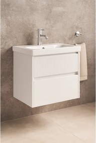 Mobile da bagno sospeso sotto lavabo Niwa 2 cassetti L 59.5 x H 50 x P 45.5 cm bianco laccato opaco cannettato