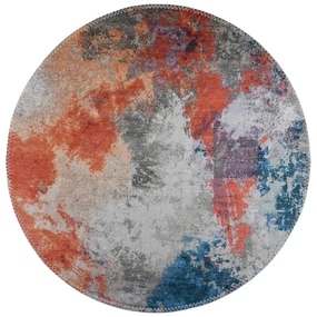 Tappeto rotondo lavabile blu-arancio ø 80 cm - Vitaus