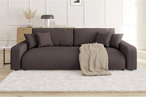 Divano marrone allungabile/con contenitore con rivestimento in velluto a coste 234 cm Sara – Ropez