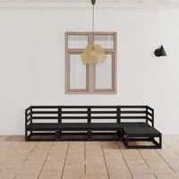 Set Divani da Giardino 5 pz Nero in Legno Massello di Pino 3075538