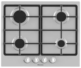 Hisense GM643XF Piano Cottura a Gas 4 Zone Griglie in ghisa 60 cm Inox