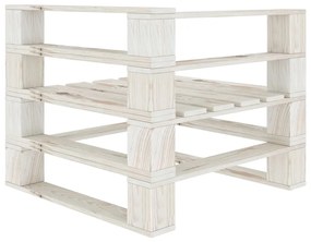 Divano Angolare da Giardino su Pallet in Legno Bianco