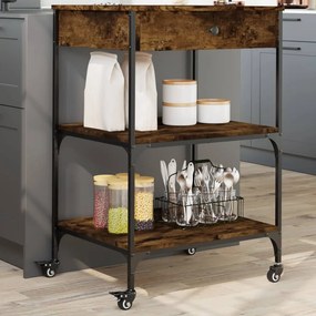 Carrello Da Cucina Rovere Fumo 60x48x89,5 Cm Legno Multistrato /