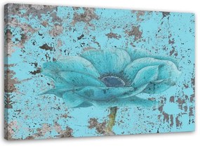 Quadro su tela, Fiore vintage blu  Dimensioni 120x80