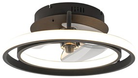 Ventilatore da soffitto nero 46,5 cm con LED e telecomando - Kees