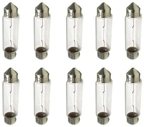 10 Pezzi Lampada Alogena Siluro T11 C5W 12V 5W 36mm