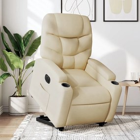Poltrona Alzapersona Reclinabile Elettrica Crema İn Tessuto /