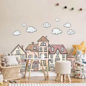 Adesivi murali per bambini - Case ad acquerello | Inspio