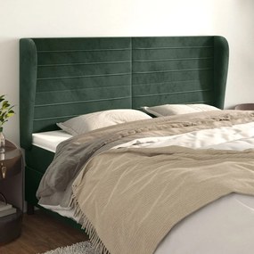 Testiera Ad Orecchio Verde Scuro 203x23x118/128cm İn Velluto /