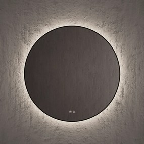 Specchio Tondo Diametro 80 Cm Retroilluminato Nofer "Spot" Nero Opaco