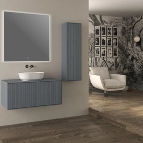 Colonna per mobile bagno Domino di Baden Haus 1 anta P 20 x L 35 x H 115 cm blu avio pvc cannettato