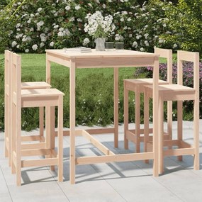 Set Bar Da Giardino 5 Pz İn Legno Massello Di Pino /