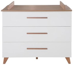 Cassettiera bassa per bambini in rovere con fasciatoio in bianco e naturale 110x98 cm - Roba