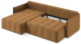 Divano angolare color terracotta allungabile/con contenitore (con penisola a sinistra/con chaise lounge) Moku – Makamii