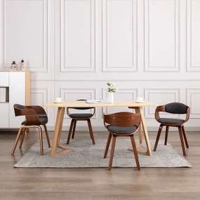 Sedie Da Pranzo 6 Pz İn Legno Curvato E Tessuto Grigio /