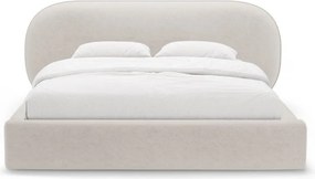 Letto matrimoniale imbottito color crema con contenitore con rete inclusa 200x200 cm Ovalo – Micadoni