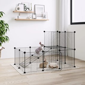 Gabbia per animali 20 pannelli con porta nera 35x35 cm acciaio