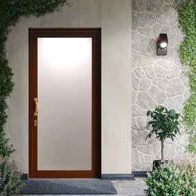 Portoncino d'ingresso DOLCETTI in PVC con vetro satinato L 90 x H 210 cm in PVC noce, apertura spingere a sinistra, falso telaio non incluso