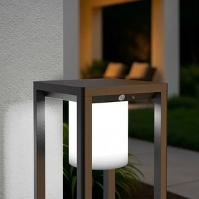 Paletto Lanterna Solare 80cm Nero con Sensore + Picchetto Colore  Bianco Naturale 4.000K