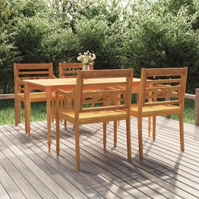 Set da pranzo per giardino 5 pz in legno massello di teak