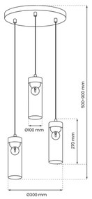 Lampadario a sospensione con filo ELICA 3xE27/60W/230V