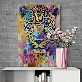 Quadro su tela – Leopardo con imitazione di pittura