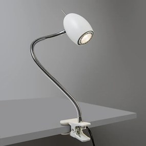 Faretto a morsetto di design bianco con braccio flessibile - Egg