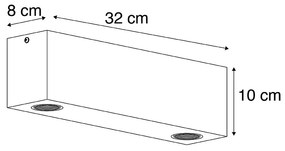 Faretto da soffitto rustico in legno vintage a 2 luci - Bloc