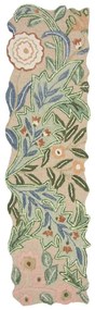 Passatoia verde in lana tessuta a mano 60x230 cm Bryony Shaped Floral - Flair Rugs