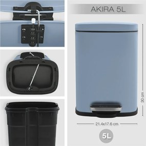 Cestino per la spazzatura azzurro in acciaio con pedale 5 l Akira – Spirella