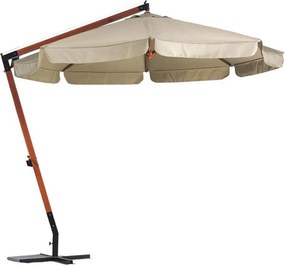 Ombrellone da Giardino Decentrato in Legno Ø3m Bauer Sun Ecrù...
